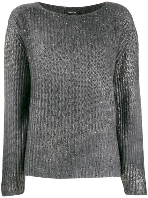 Avant Toi Ribbed Stitch Sweater In Grey | ModeSens