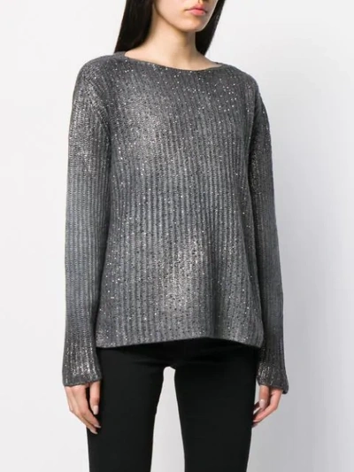 Shop Avant Toi Ribbed Stitch Sweater In Grey