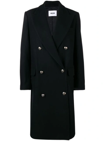 Shop Msgm Formal Long Coat - Black