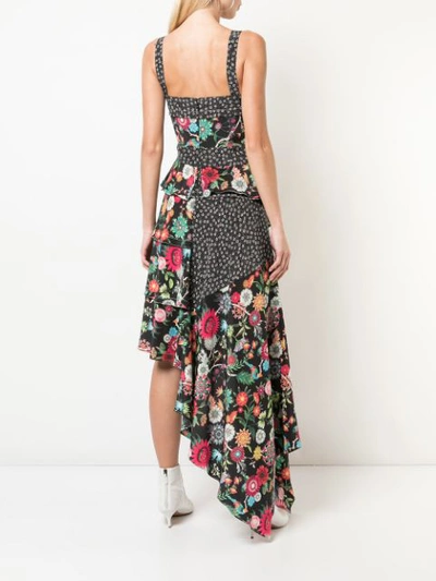 Shop Nicole Miller Ditzy Dandelion Asymmetrical Dress In Black