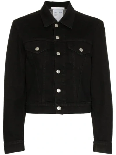 Shop Helmut Lang Cropped Boxy Denim Jacket In Black