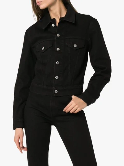 Shop Helmut Lang Cropped Boxy Denim Jacket In Black