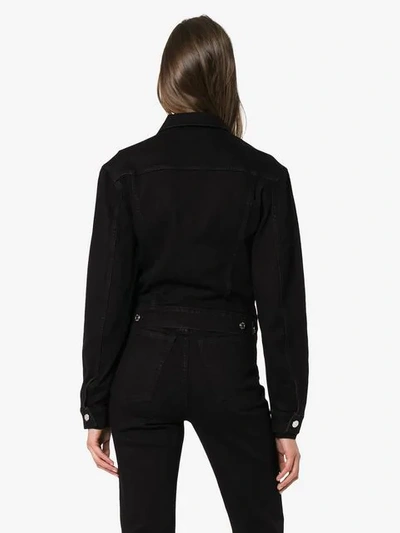 Shop Helmut Lang Cropped Boxy Denim Jacket In Black
