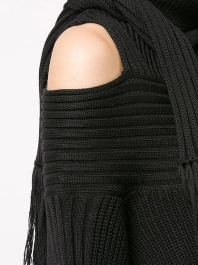 Shop Versace Asymmetric Knitted Sweater - Black