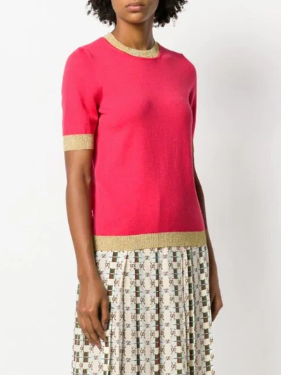 Shop Gucci Crew Neck Knitted Top - Pink