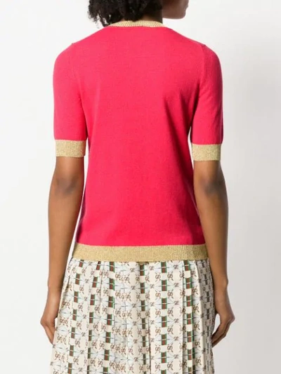 Shop Gucci Crew Neck Knitted Top - Pink