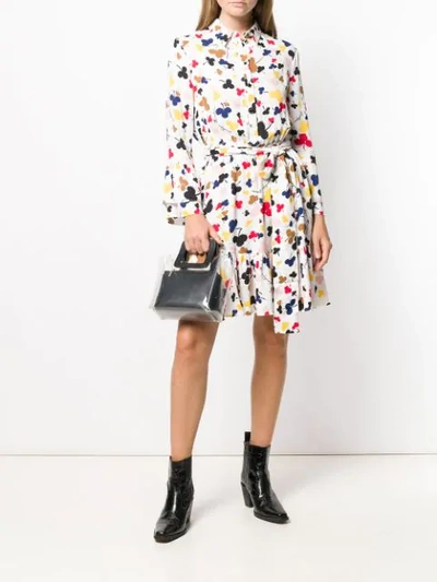 Shop Boutique Moschino Floral Print Shirt Dress In White