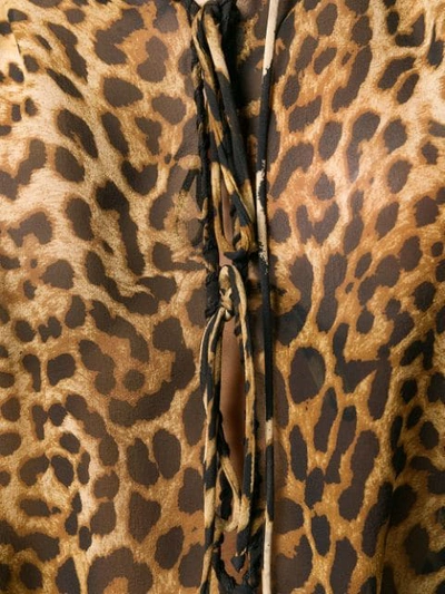 Shop Saint Laurent Leopard Print Silk Blouse In Brown