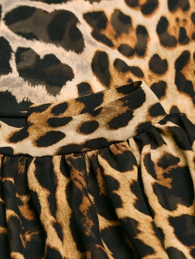 Shop Saint Laurent Leopard Print Silk Blouse In Brown