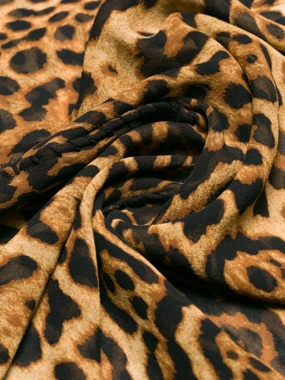 Shop Saint Laurent Leopard Print Silk Blouse In Brown