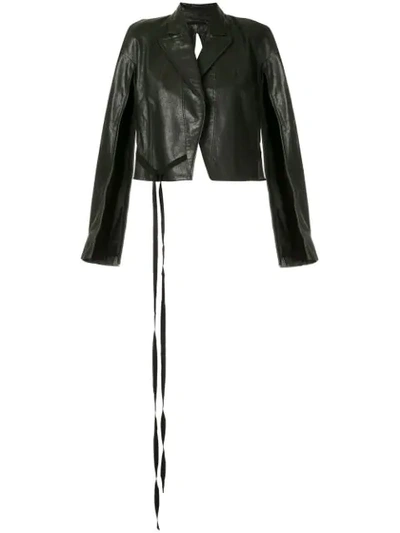 Shop Ann Demeulemeester Cropped Biker Jacket In 99