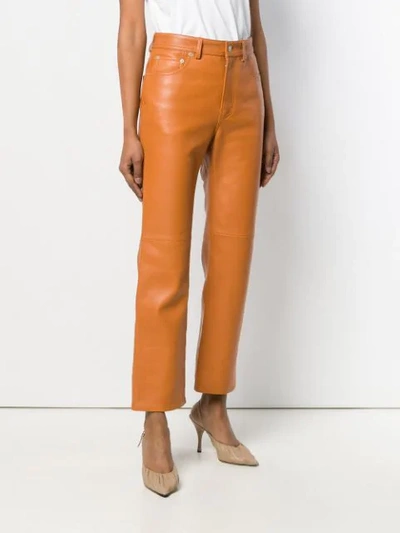 Shop Acne Studios 5 Pocket Leather Trousers - Brown