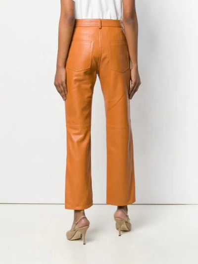 Shop Acne Studios 5 Pocket Leather Trousers - Brown