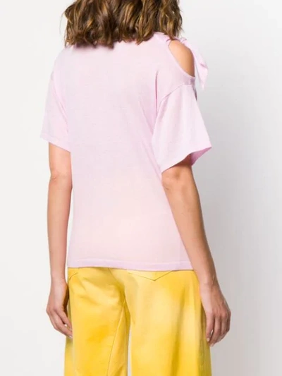 Shop Autumn Cashmere Short Sleeve Knitted Top In Pink