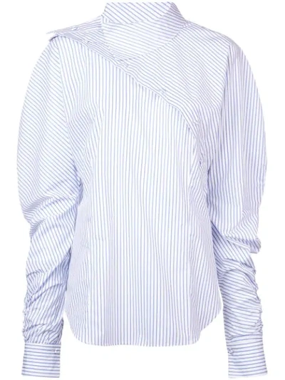 Shop Silvia Tcherassi Striped Deconstructed Shirt In White