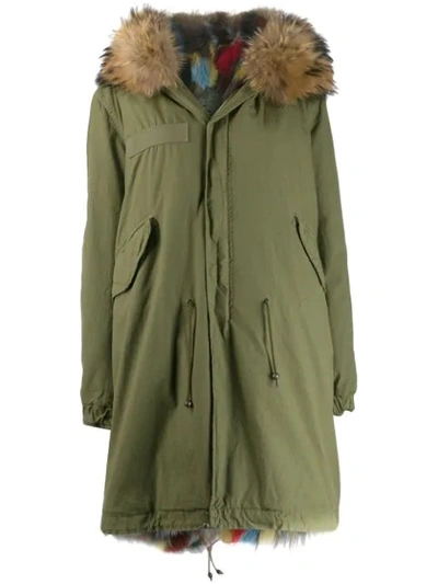 MR & MRS ITALY MULTICOLOURED FOX FUR HOODED PARKA - 绿色