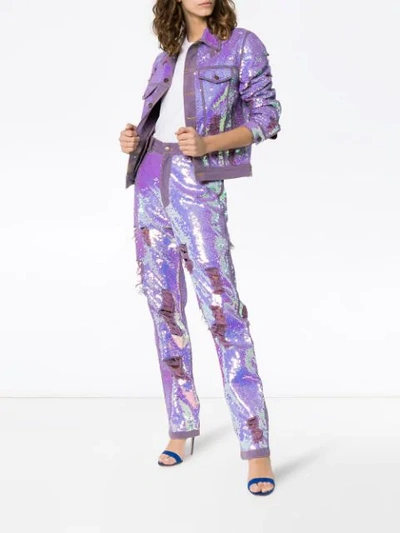 Shop Ashish X Browns Distressed Sequin Jeans In Purple