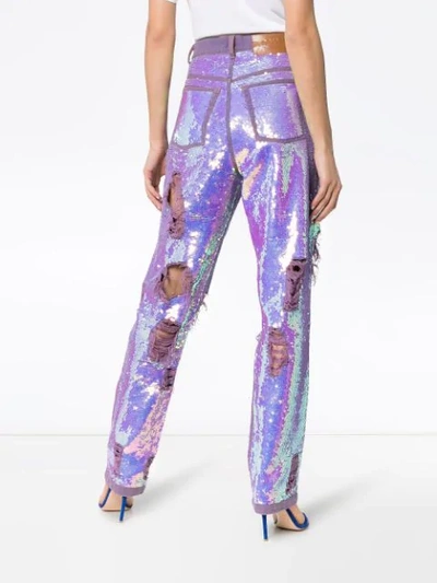 Shop Ashish X Browns Distressed Sequin Jeans In Purple