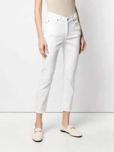 Shop Escada Cropped Skinny Jeans In White