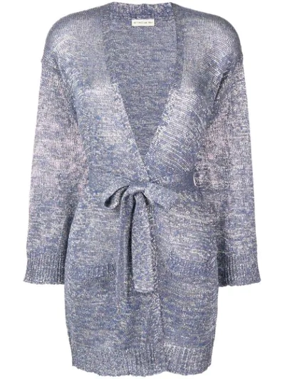 Shop Etro Lurex Knit Cardigan In Blue