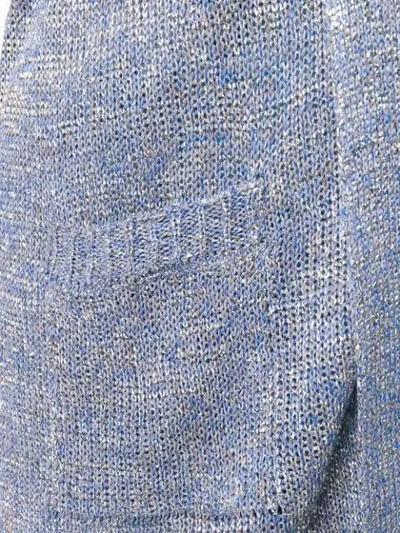 Shop Etro Lurex Knit Cardigan In Blue