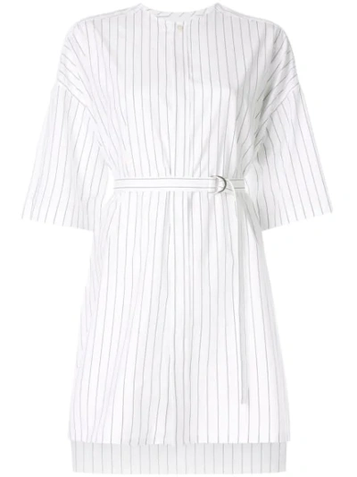 Shop Ujoh Pin Striped Shirt In White