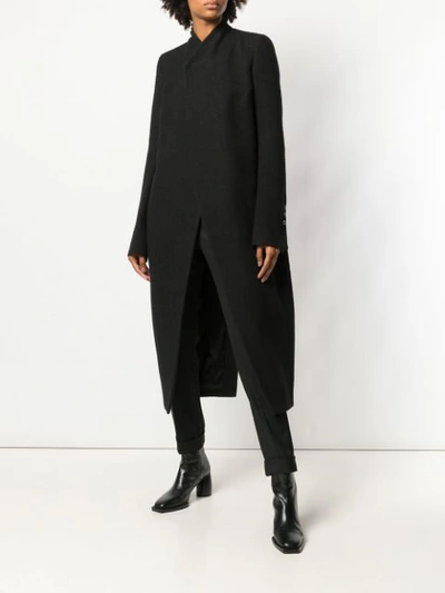 Shop Rick Owens Asymmetric Coat - Black