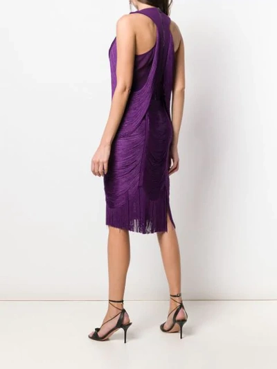 Shop Tom Ford Fringed V-neck Dress In Purple