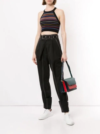 Nagnata Strap Back Crop Sports Top In Multi Stripe