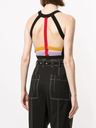 Nagnata Strap Back Crop Sports Top In Multi Stripe
