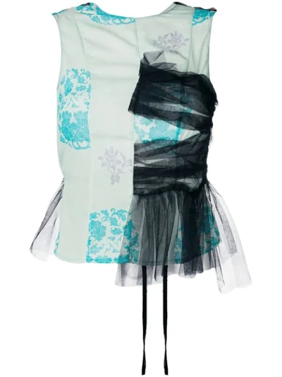 ACT N°1 SLEEVELESS TULLE BLOUSE - 绿色