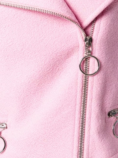 Shop Moschino Knit Biker Jacket In Pink