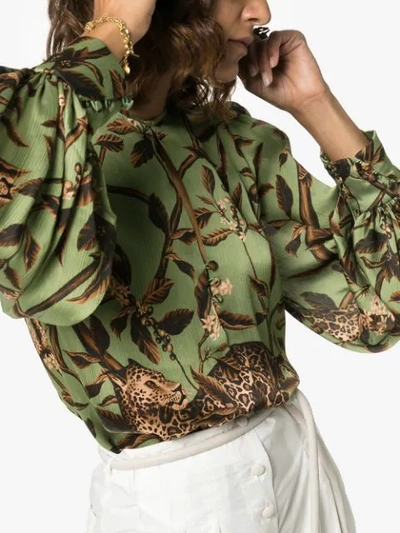 Shop Johanna Ortiz Gifts Of Nature Printed Blouse In Green