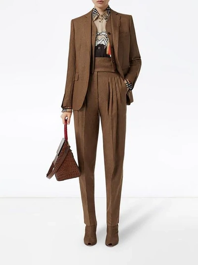 Shop Burberry Vest Detail Technical Linen Tailored Jacket In Brown