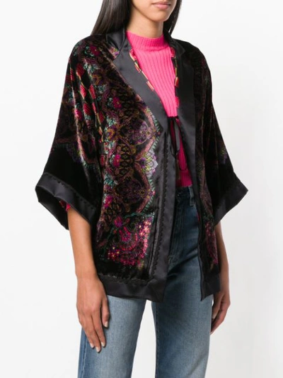 Shop Etro Printed Poncho - Black