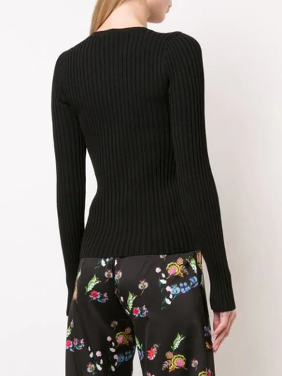 Shop Cynthia Rowley Dakota Ribbed Sweatshirt With Tie Neck In Black