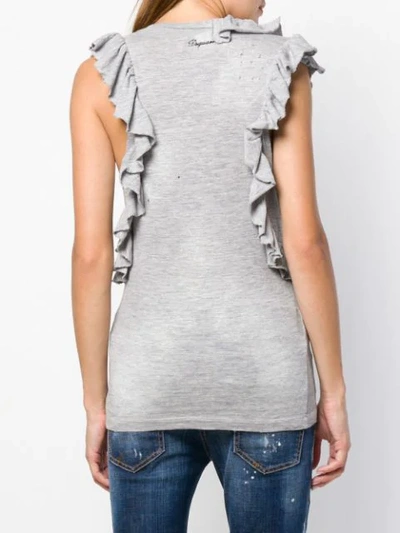 Shop Dsquared2 Ruffle-trimmed Tank Top - Grey