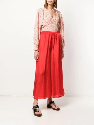 Shop Mes Demoiselles Wide-leg Flared Trousers In Red
