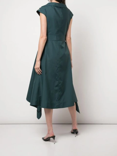 Shop Adeam Wrap-style Flared Dress - Green