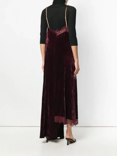 Shop Stella Mccartney Seidenkleid Mit Spitzenbesatz In Red