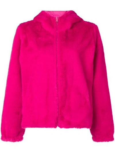 Shop P.a.r.o.s.h Faux Fur Hooded Jacket In Pink