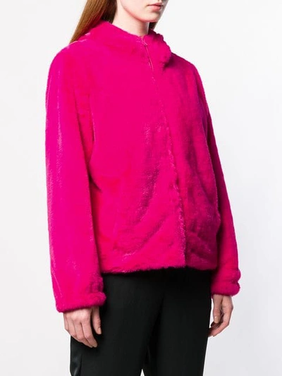 Shop P.a.r.o.s.h Faux Fur Hooded Jacket In Pink