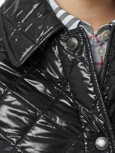 Shop Burberry Monogram Motif Diamond Quilted Jacket In Black