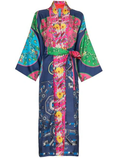 Shop Rianna + Nina 'greek Kimono' Robe Mit Print In Multicolour