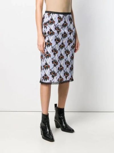 Shop Dorothee Schumacher Orchid Print Skirt In Blue