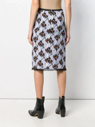 Shop Dorothee Schumacher Orchid Print Skirt In Blue