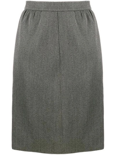 Pre-owned Saint Laurent 1980's Straight Tailored Skirt In Grey