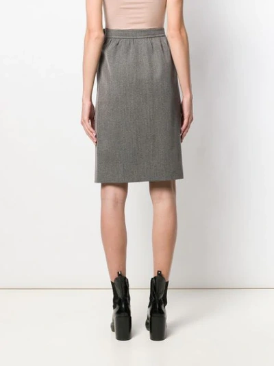 Pre-owned Saint Laurent 1980's Straight Tailored Skirt In Grey