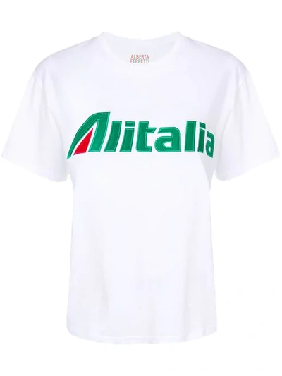 Shop Alberta Ferretti Alitalia Patch T-shirt In White