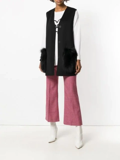 fur-patch tailored waistcoat